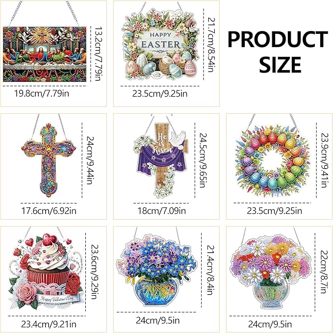 IASINN Colorful Daisies Flowers Diamond Painting Pendant 5D Diamond Art Painting Kits for Adults Beginners, Special Shape Crystal Diamond Crafts Ornament Hanging Sign for Home Wall Window
