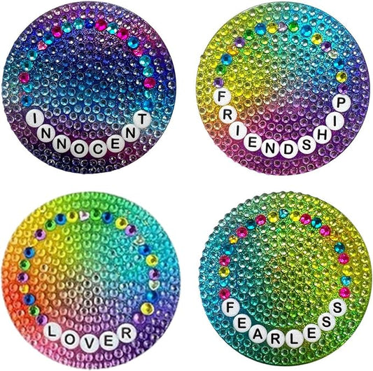 stickerbeans® rhinestone stickers - friendship bracelet 4-pack, 2” x 2” each, unique sparkly cut-to-shape for collecting, trading, decorating laptops, phone cases, scrapbooks, for kids & teens