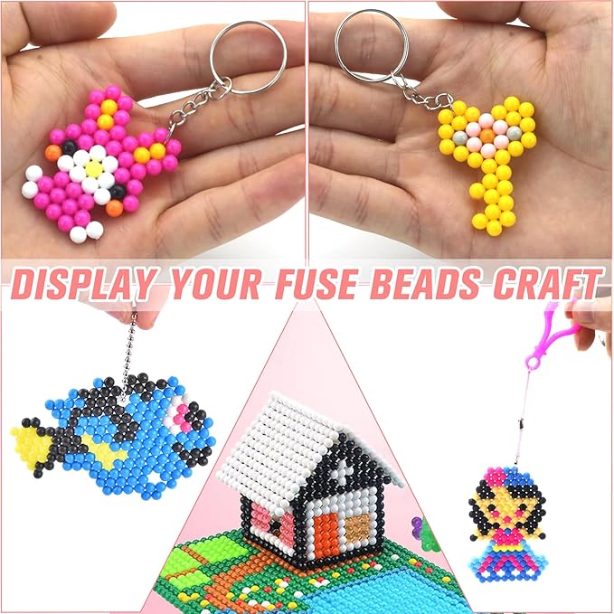 fuse beads kit for girls ages 6+ – 4400 pcs 5mm beads in 32 colors with spray bottle, puzzle guide, clamps & chains | creative diy arts & crafts gift
