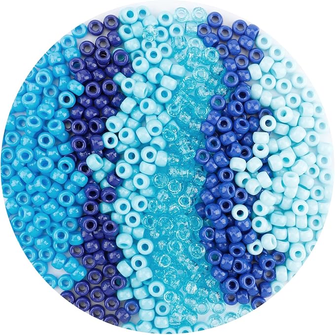 qpixvb blue beads,1100pcs pony beads,small cute circle bead for crafts bracelets,bulk plastic pony bead for jewelry making,necklace keychain charms making supplies