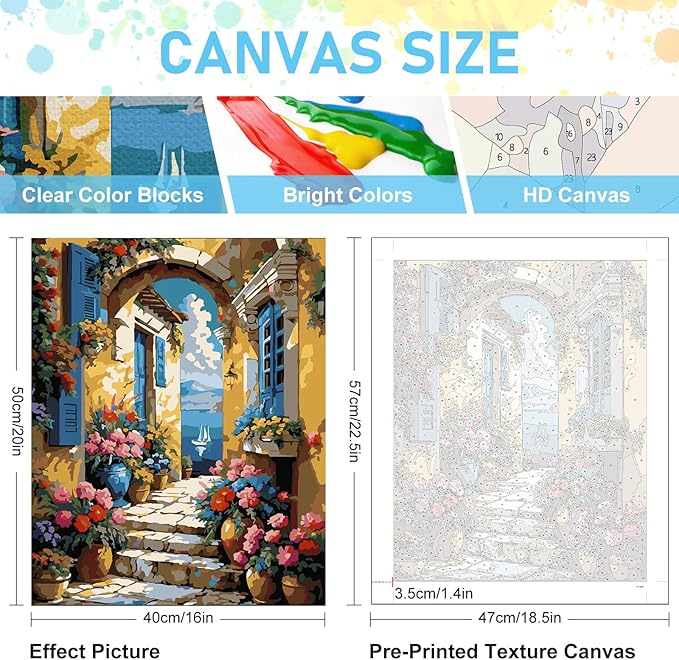 Paint by Numbers Kit for Adults - Seaside Acrylic Adult Paint by Number Kits on Canvas for Beginner, Seascape Landscapes DIY Oil Painting by Numbers for Adults Kit, Perfect for Home Decor Gift 16"x20"