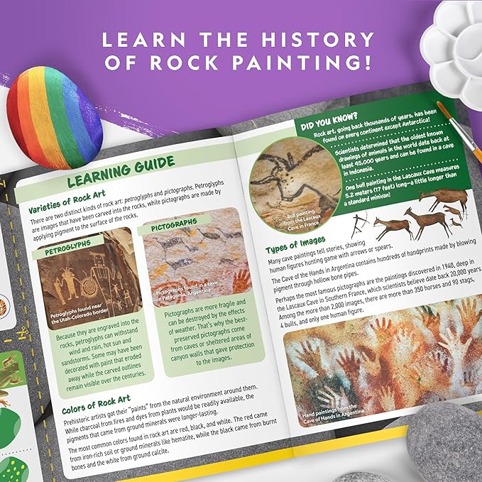 NATIONAL GEOGRAPHIC Rock Painting Kit - Arts and Crafts Kit for Kids, Paint & Decorate 15 River Rocks with 10 Paint Colors & More Art Supplies, Outdoor Toys for Girls and Boys, Easter Basket Stuffers