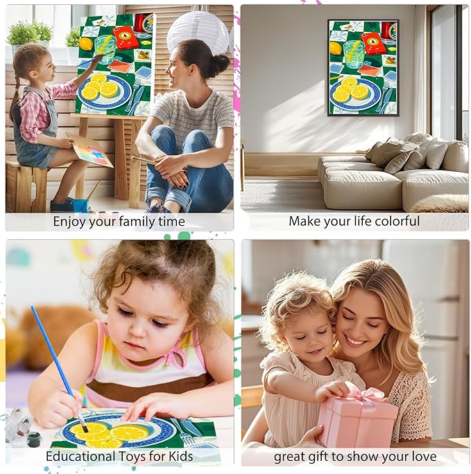 EOBROMD Framed Paint by Numbers Kits for Adults - Wooden Easel, Poker DIY Kits Crafts for Beginner on Stretched Canvas, 3 Brushes and Acrylic Paint for Home Decor 10x14 Inch