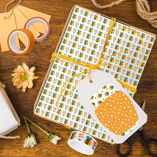 12 Rolls Boho Bee Washi Tape Back to School Honeycomb Heart Rainbow Flower Decorative Masking Tapes Set Cute Colorful Wrapping Paper Tape for Scrapbook Journal DIY Art Crafts