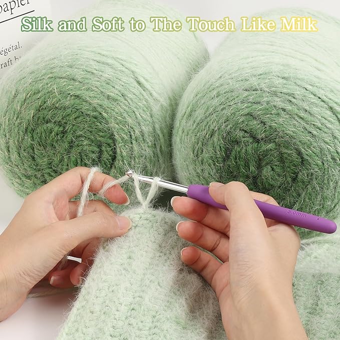 Katech Ombre Yarn for Crocheting-Large Skein of Gradient Yarn Cake-2 Pack of 200g/7.05 oz-80% Acrylic,20% Nylon- #4 Medium-Perfect for Star Blankets, Scarves, Shawls and Garments (E)