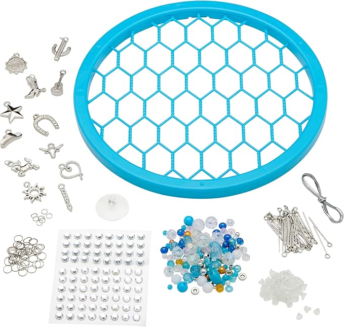 RoseArt Beaded Expressions Country Cool DIY Beaded Sun Catcher Craft Kit - Create Sparkling Country-Style Designs with Charms & Beads – Bead, Design & Display, Ages 8+