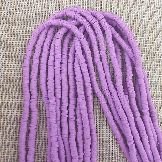 3500 Pcs 6mm Colorful Flat Clay Beads for DIY Polymer Round Handmade Jewelry Making for Necklace Bracelet Earring Pendant and Anklet Craft Making(Lightpurple)