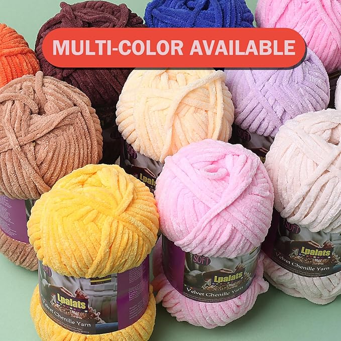 Baby Blanket Yarn for Crocheting Soft - 3 Pack of 100g/3.5oz Chunky Chenille Yarn for Knitting Blankets Amigurumi - Super Bulky Yarns - 261 Yards Thick Plush Yarns (3, Dark Curry)