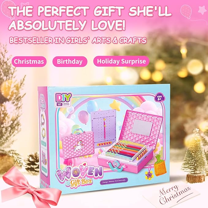 ZQIN Friendship Bracelet Making Kit for Girls 8+:Quick Maker DIY Arts and Crafts Toys, Best Christmas & Birthday Gifts for 6-12 Year Old Girls (Pink)
