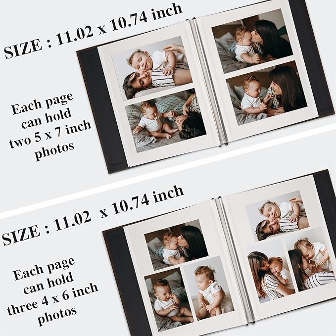 Vienrose Self Adhesive Faux Leather Photo Album with Window DIY Scrapbook Kit for 4x6 5x7 8x10 Pictures, Memory Book for Baby Kids Wedding Journal School Polaroid, 30 Sheets(60 Pages) Red Brown