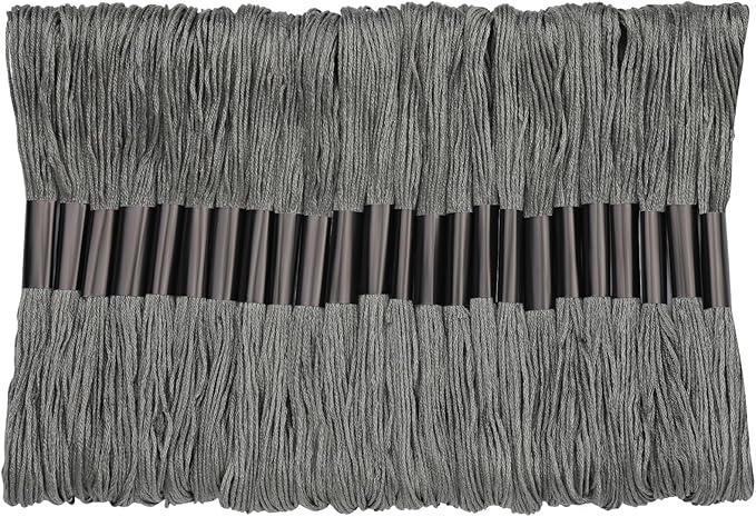 24 Skeins Embroidery Thread,Gray Embroidery Cross Floss, Embroidery Thread Floss Set with Plastic Floss Bobbins,Needle Threader, Hand Sewing Needle