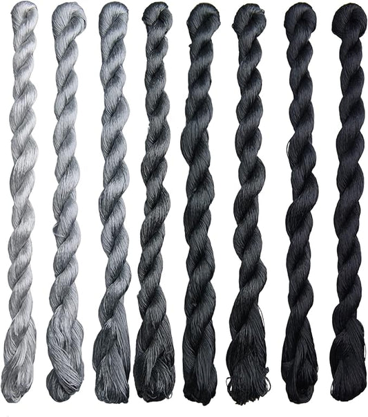Natural 100% Silk Thread, Handmade Embroidery Thread Silk Floss 8 Colors 110m Each (68)