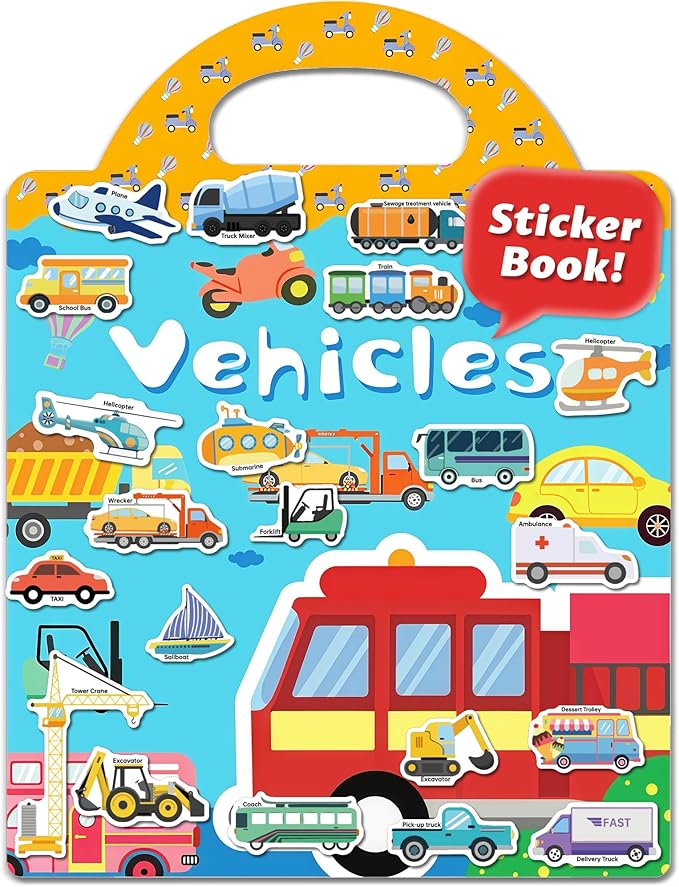 walenced reusable sticker book for toddlers, stickers for kids, toddler craft activities, toddler travel toys ages 3 and up boy girl birthday gifts