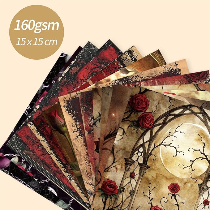 6x6" 160gsm cardstock Single Sided Scrapbooking 24 Papers Pad vintage decoupage scrapbook kit patterned paper junk journal supplies journaling supply scrap paper crafting.Candle Rose