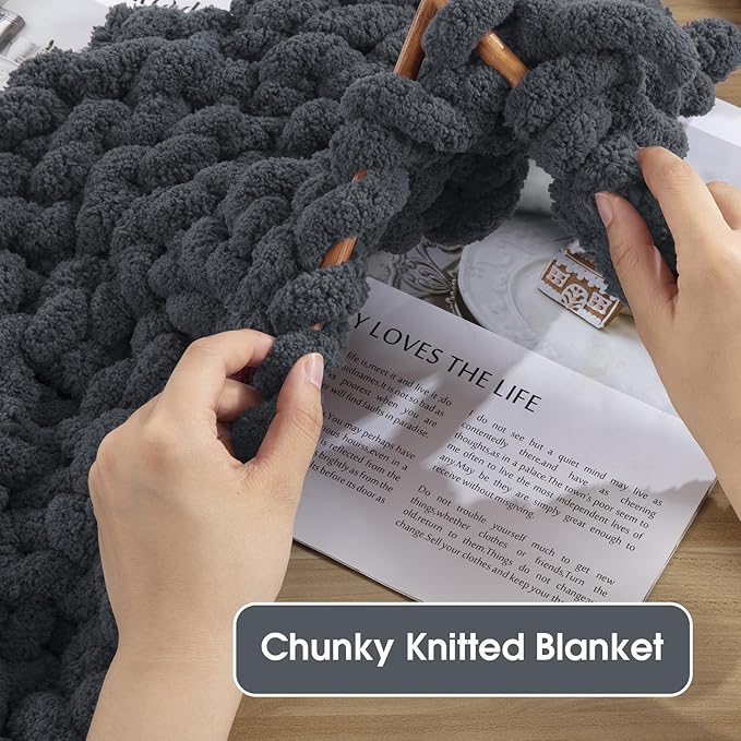 MABOZOO Assorted Chunky Yarn for Crocheting 8 Pack,Fluffy Jumbo Chenille Yarn,Soft Plush Yarn Bulky,Giant Thick Fuzzy Yarn for Hand or Arm Knitting,4 Dark Grey & 4 Rice Grey(31.7 yds,8 oz Each Skein)