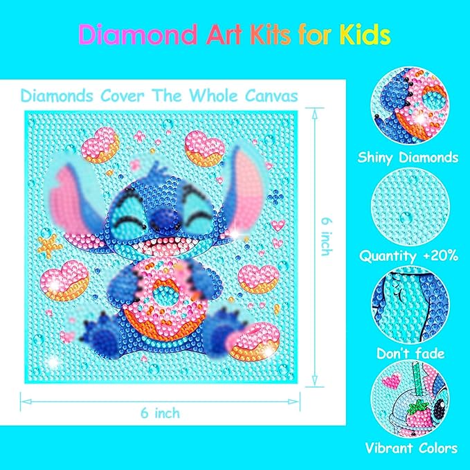 Diamond Art Kits for Kids - 4 Pack Diamond Art Painting Kits - Arts and Crafts for Kids Ages 8-12 - Dimond Art Mosaic - Craft Kits for Girls - GEM Art for Year Old Girl Boys Gifts Adults Art Supplies