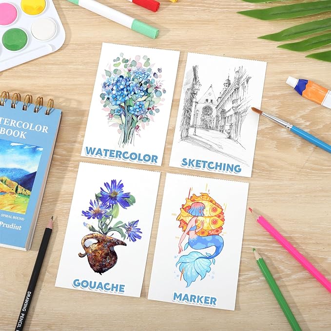 35 Sheets Watercolor Paper Pad 3.5x5.5 Inch, 140 lb/300 GSM Cold Press Water Color Sketchbook Spiral Bound Watercolor Notebook for Art Painting, Journal, Drawing, Mixed Media Mothers Day Gifts for mom