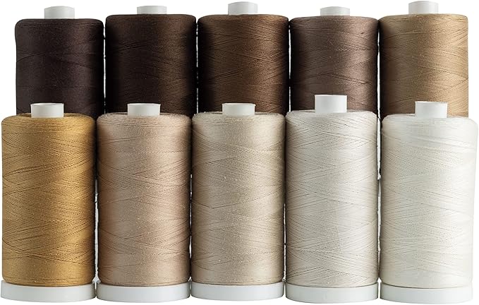 connecting threads 100% cotton thread sets - 1200 yard spools (set of 10 - neutral)
