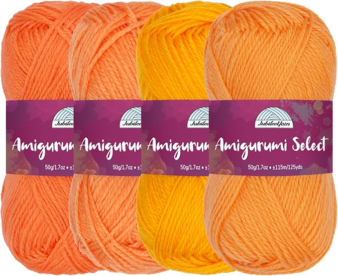 JubileeYarn Amigurumi Select Yarn - DK Acrylic - Shades of Orange - 4 Skeins