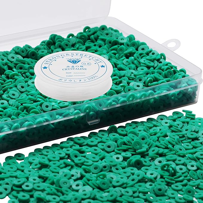 4000 Pcs Clay Beads for Bracelets Making, Polymer Spacer Flat DIY for Jewelry Necklace Earring Making Kit, Preppy Aesthetic Heishi Heshie Thin Disk Beads Assortments Set 4 6 8MM (GR-6-08, 4MM)