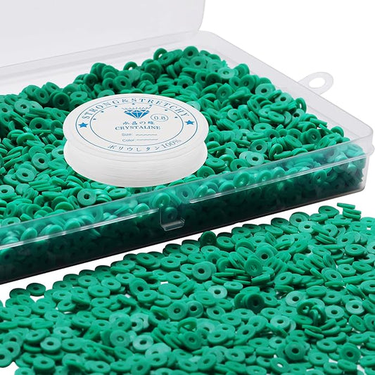 4000 Pcs Clay Beads for Bracelets Making, Polymer Spacer Flat DIY for Jewelry Necklace Earring Making Kit, Preppy Aesthetic Heishi Heshie Thin Disk Beads Assortments Set 4 6 8MM (GR-6-08, 6MM)