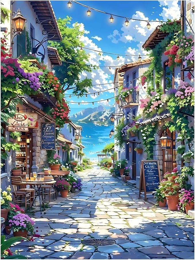 Landscape Paint by Numbers for Adult, Scenery Paint by Numbers Kit for Adults Beginners, DIY Acrylic Paint by Number on Canvas for Home Wall Art Decor 16x20 Inch