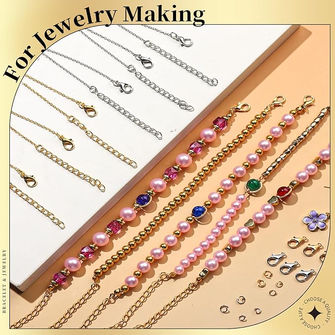 LEOBRO 801 PCS Jewelry Making Supplies, Jump Rings for Jewelry Making, and Lobster Claw Clasps, with Jewelry Pliers, Gold Silver Jump Rings, Jewelry Making Kit