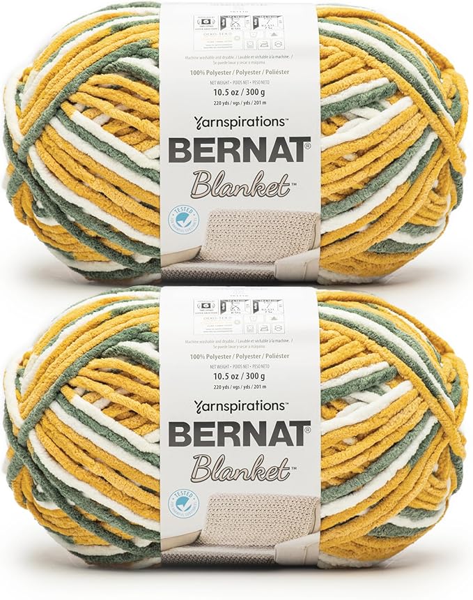 Bernat Blanket - 2 Pack of 220 Yards/10.5 oz Olive 100% Polyester Yarn
