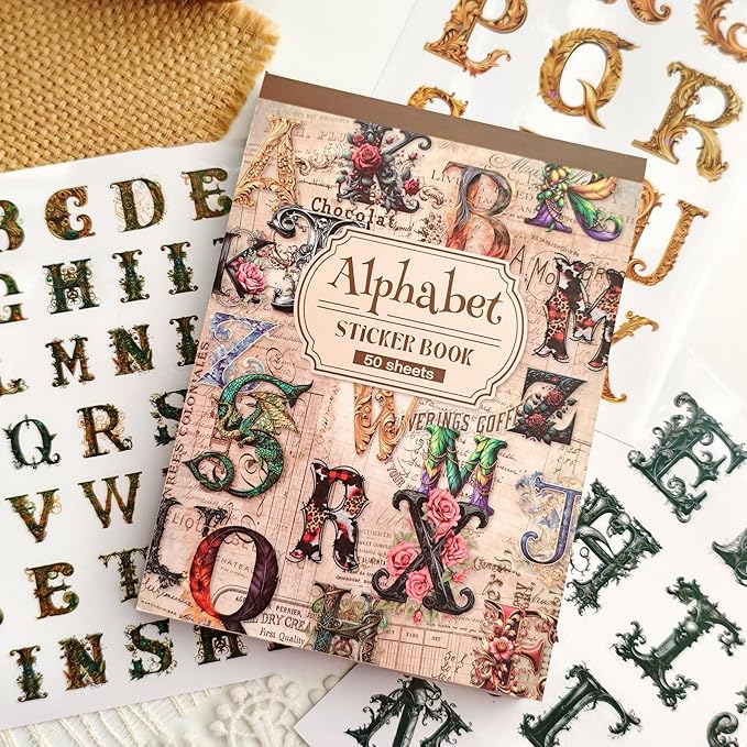 50 Sheets Alphabet & Number Letter Stickers for Scrapbooking, Journaling & DIY Crafts, Vinyl Adhesive Sticker Letters for Scrapbook Supplies, Journals, Planners & Decorative Projects
