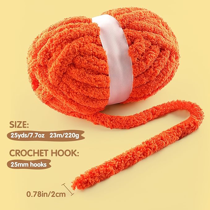 8 Pack Chunky Yarn for Hand Knitting - Chunky Chenille Blanket Yarn for Crocheting - Jumbo Fluffy Yarn for Crochet - Super Bulky Yarn 25 yds 7.7 oz Each Skein (Macaroon)