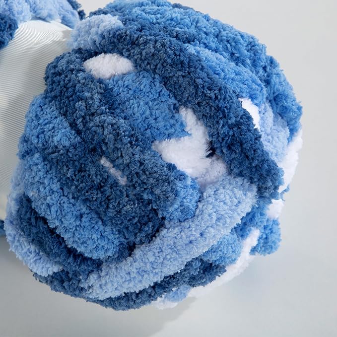 MABOZOO Tie Dye Chunky Yarn for Crocheting 8 Pack,Fluffy Jumbo Chenille Yarn,Soft Plush Yarn Bulky,Giant Thick Fuzzy Yarn for Hand Knitting or Arm Knitting,Blue Gradient(26 yds,8 oz Each Skein)