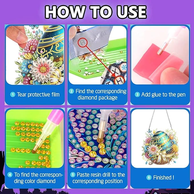 BAWKENTON Easter Egg Hanging Diamonds Art kit for Adult, DIY Diamonds Painting Art Kit, 8.66x8.43 inch Acrylic Diamonds Painting Board Kit Ornament, Special Crystal Diamond Hanging Ornament