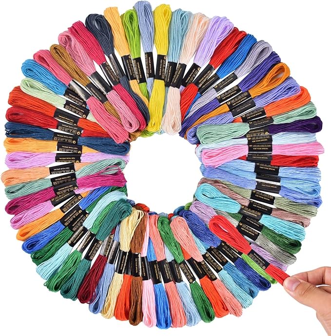 OBTANIM 50 Skeins Rainbow Color Embroidery Floss Cross Stitch Threads Bracelet String Yarn Crafts Floss with Needles for Bracelet Making, Hand Sewing Crafts