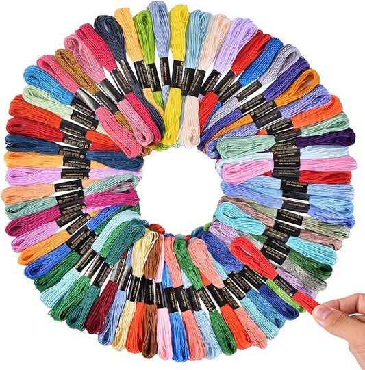 OBTANIM 50 Skeins Rainbow Color Embroidery Floss Cross Stitch Threads Bracelet String Yarn Crafts Floss with Needles for Bracelet Making, Hand Sewing Crafts