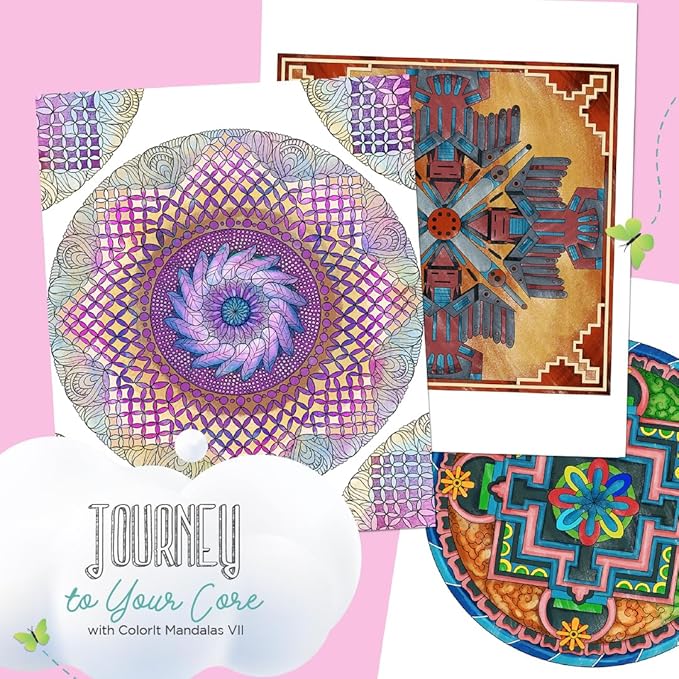 ColorIt Mandalas Volume VII Spiral Bound Adult Coloring Book with 50 Mandala Patterns for Relaxation and Stress Relief - Includes Perforated Pages, Thick Paper, Hardback Covers, and Blotter Page