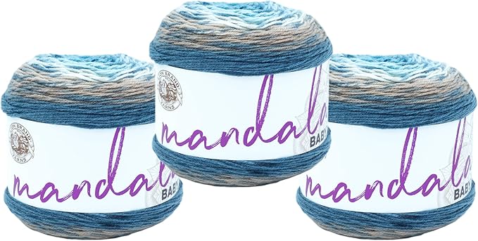 (3 Pack) Lion Brand Yarn Mandala Baby Yarn, Wishing Well