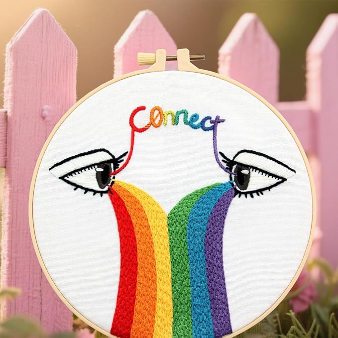 Crafmanoe Hand Embroidery Kits for Beginners Adults, LGBT Embroidery Starter Kit, Stamped Cross Stitch Kits for Beginners Adult Craft Kits for Women, Entire Set of Embroidery Supplies & Video Tutorial