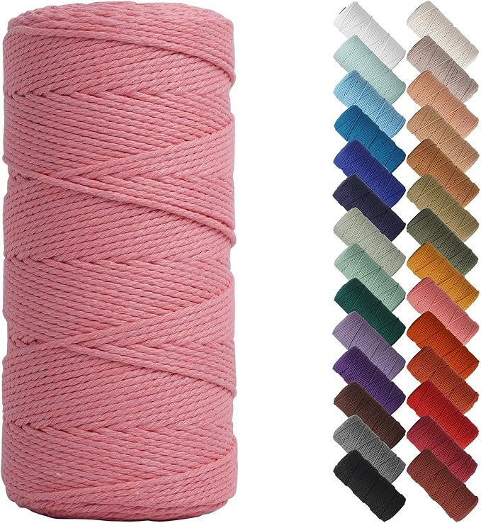 NOANTA Dark Pink Macrame Cord 2mm x 220yards, Colored Macrame Rope, Cotton Rope Macrame Yarn, Colorful Cotton Craft Cord for Wall Hanging, Plant Hangers, Crafts, Knitting