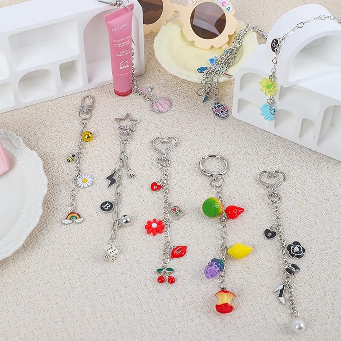 foci cozi 195PCS Lipgloss Keychain Jewelry Making Charms Kit for Adults,Charms for Jewelry Keychain Making Supplies,Charm Bracelet Making Kit