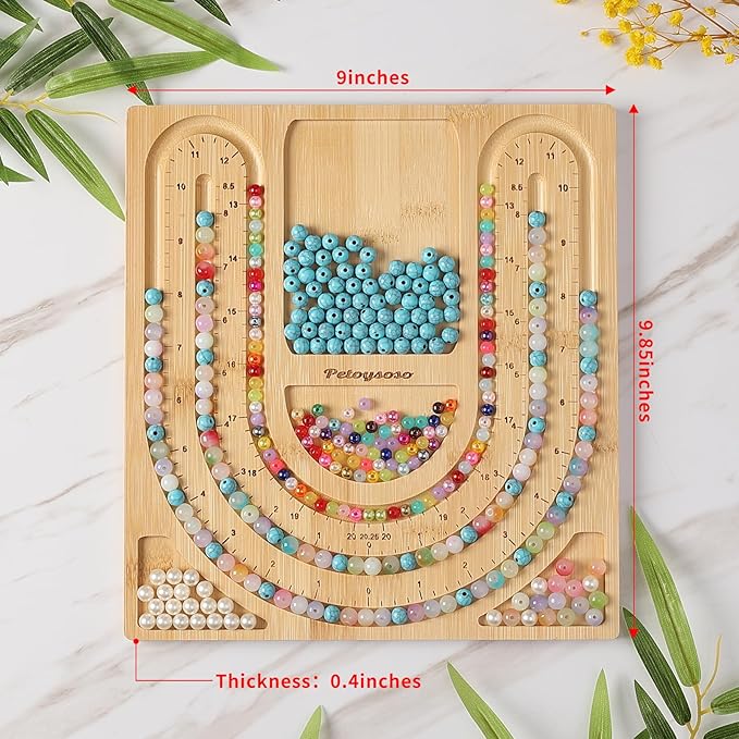 Petoysoso Bamboo Bead Board for Jewelry Making - Necklace and Bracelet Beading Board - Jewelry Making Supplies