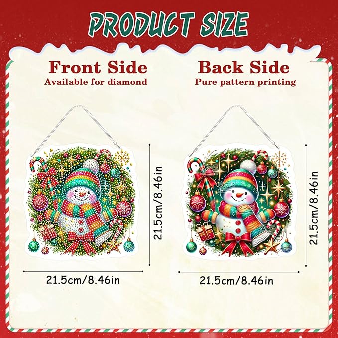 EMIEAUFG Christmas Diamond Art Hanging Kit for Adult, Xmas Snowman Diamond Art Pendants, Double Sided Acrylic & 5D Special Shaped Rhinestone, Christmas DIY Ornament for Window Home Wall Decor