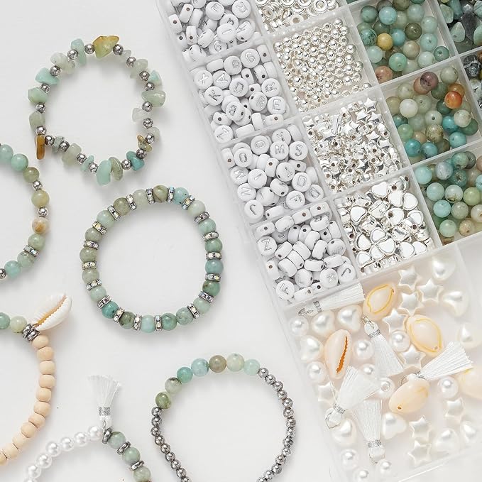 xyliise bracelet making kit natürliche perlen set for adults beads for bracelets silver jewelry making supplies diy jewelry necklace earrings (cz006-amazonite)