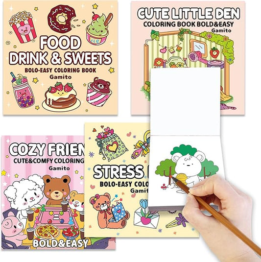 4-Pack Mini Coloring Book for Adults, Travel Small Coloring Books, Pocket Size Adults Relaxation Coloring Books Stress Relief Adult Mini Coloring Book