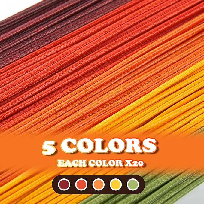 Tudomro 100 Pieces Waxed Leather Necklace Cord Bulk with Clasp Necklace Bracelet Chains String Rope Cord for Jewelry Making Pendants Charms(Fall Color,20 Inch)