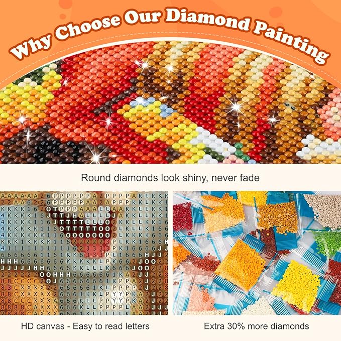 NEWENMO Easter Bunny Buddies Diamond Art Kits for Adults, Diamond Painting Kits for Adults for Beginners, 5D Full Round Drill Gem Art Painting Kit for Home Wall Decor, Happy Easter Bunny, 12x16 inch