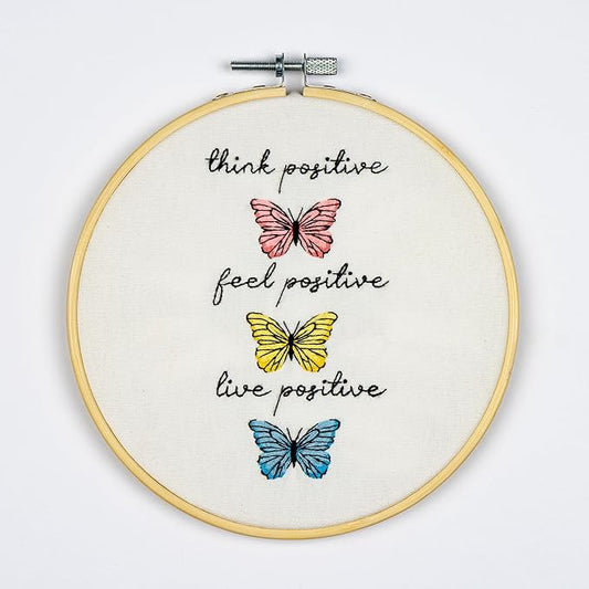 DUTCH STITCH BROTHERS Butterflies Embroidery Starter Kit with Pattern and Instructions. Stamped Embroidery Kits with Embroidery Clothes with Pattern. 6" Embroidery Hoop