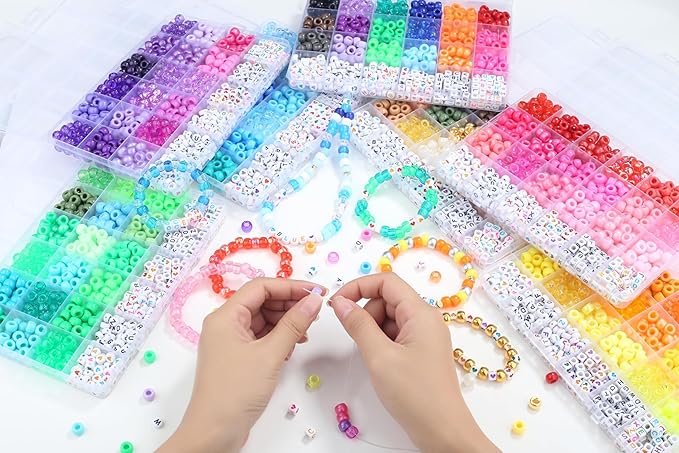 XIANNVXI 24Colours Yellow Pony Beads for Bracelet 720pcs Letter Yellow Pony Beaded for Jewelry Crafts Bracelet