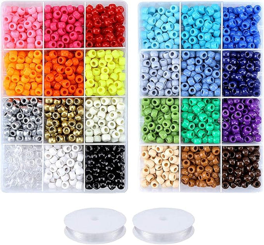 greentime pony beads bracelets making kit, 9mm rainbow kandi rave beads set for friendship bracelets necklace making crafts for christmas gift (24colors)