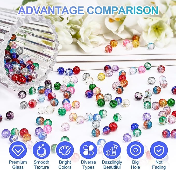 XSEINO About 1200+ PCS 6mm Golden Silk Style Glass Beads Bracelet Making Kit,24 Assorted Colors Golden Silk Series Crystal Beads for Bracelet and Jewelry Making and DIY Crafts,Friendship Bracelets