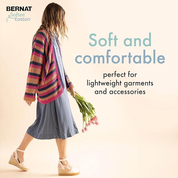 Bernat Softee Cotton Feather Gray Yarn - 3 Pack of 120g/4.25oz - Nylon - 3 DK (Light) - 254 Yards - Knitting, Crocheting & Crafts